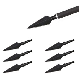 toparchery 6pcs Arrow Heads Black Steel Broadheads Screw-in Field Point Tips 150 Grain for DIY Archery Arrows