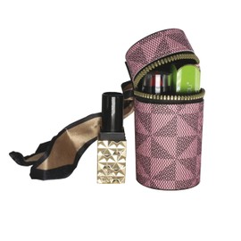 Jinweixb Lipstick storage bag, nail polish lip gloss storage box, with key chain decorative belt, can be hung on the women's bag, pink