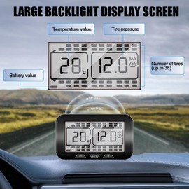 Acteam Trailer RV Tire Pressure Monitoring System with 6 Sensors, Large Screen 6 Alarm Modes Solar/USB Charge TPMS with Signal Repeater(150ft Sensing Distance), Real-Time Display Pressure&Tempereture