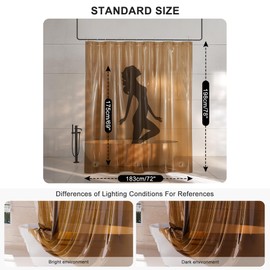AmazerBath Long Shower Curtain Liner, 100% EVA Soft Clear Amber Heavy Duty 78 inch Shower Curtain and Liner 2-in-1, 72x78 Plastic Bathroom Shower Curtain, 12 Rustproof Grommets & 3 Weighted Stones