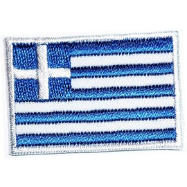 Mini Small Flag 1.2X1.7 Inch. Greece Greek Hellas Hellenic Flag Country Patch Embroidered Military Tactical Flag Patches Badge Repair Patches for Hats, Jackets, Shirts, Vests, Shoes, Jeans (09)
