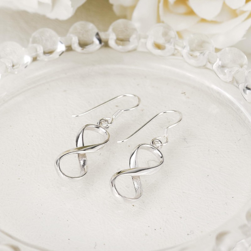 Endless Symbol Infinity Love .925 Sterling Silver Dangle Earrings