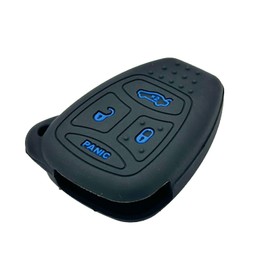 LemSa 2Pcs 4 Buttons Rubber Smart Key Fob Cover Case Holder for Chrysler 200 300 PT Cruiser Dodge Charger Magnum Durango Jeep Grand Cherokee Commander Liberty, Red Blue Buttons