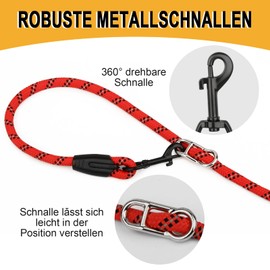 Dog Lead 3 m - Shoulder Lead & Double Lead Perfect for Large Dog Classic Dog Leads, Dog Lead Small Dogs Lightweight - Double Lead for 2 Small Dogs, Lightweight (Red)