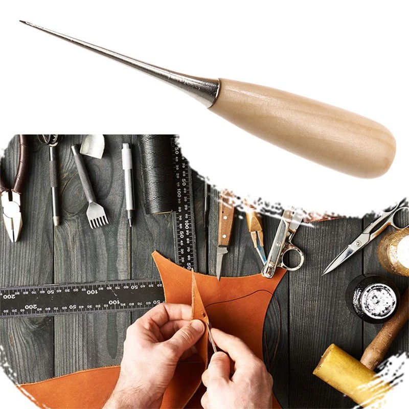 Handmade Wooden Handle Awl - Metal Slotting Tool - Pointed