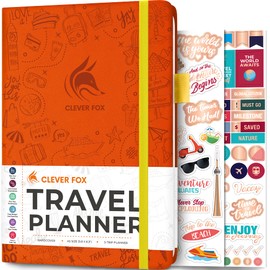 Clever Fox Travel Journal - Holiday Planner with Budget Plan, Packing List, Expenses Tracker & Travel Journal - Travel Itinerary Organiser for Women, Men & Couples - A5 Size, Orange