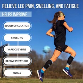 SB SOX Mangas de compresión para pantorrilla (20-30 mmHg) para hombres y mujeres, opción perfecta para nuestros calcetines de compresión, para correr, espinillas, médicos, viajes, lactancia, ciclismo y dolor de piernas (negro/azul, XL)