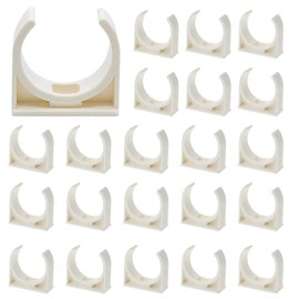 RXKFIGX 60Pcs PVC Water Pipe Clamps Clips Plastic Pipe Clip Water Pipe Clamps Clips Push-Fit Fittings Pipe Clips Conduit Fittings for 25mm Pipeline Tubing Hose Clamps Universal Single Pipe Clip White
