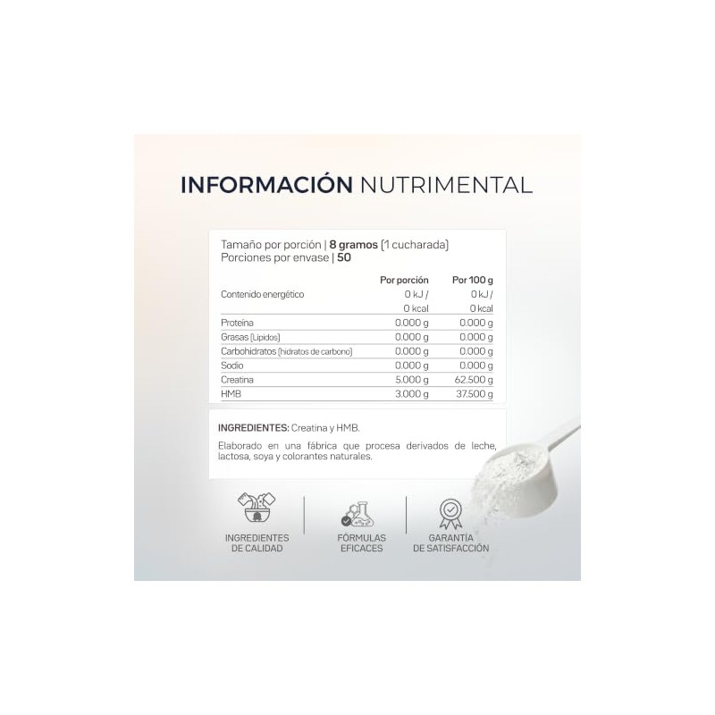 Primetech Nutrition Creatina Y Hmb 400gr En Polvo Sin Sabor