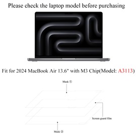 Arisase Pack of 2 HD Clear Screen Protectors for MacBook Air 13.6 Inch (34.5 cm) 2024 (A3113, M3 Chip), Anti-Fingerprint & Scratch Resistant Accessories, 5H Hardness Screen Protector for MacBook Air