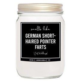 YouNique Designs German Shorthaired Pointer Gifts 8oz Dog Fart Candle, German Pointer Dog Candle Gift - German Pointer Dog Gifts for GSP Mom, GSP Dad - Pointer Dog Décor (Lavender & Vanilla)