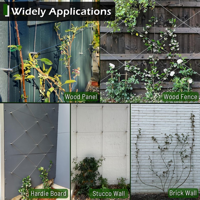 Wire Trellis for Climbing Plants Outdoor, 20-Set Wall Wire Trellis