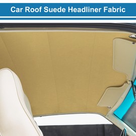 A ABSOPRO Headliner Fabric 19.6"Lx19.6"W Interior Trim DIY Roof Repair Replacement Suede Fabric Khaki