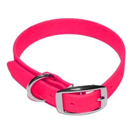 Regal Dog Products Pink Waterproof Dog Collar - Custom Fit Vinyl-Coated Webbing Water Resistant, Double Buckle and D Ring for Medium Dogs