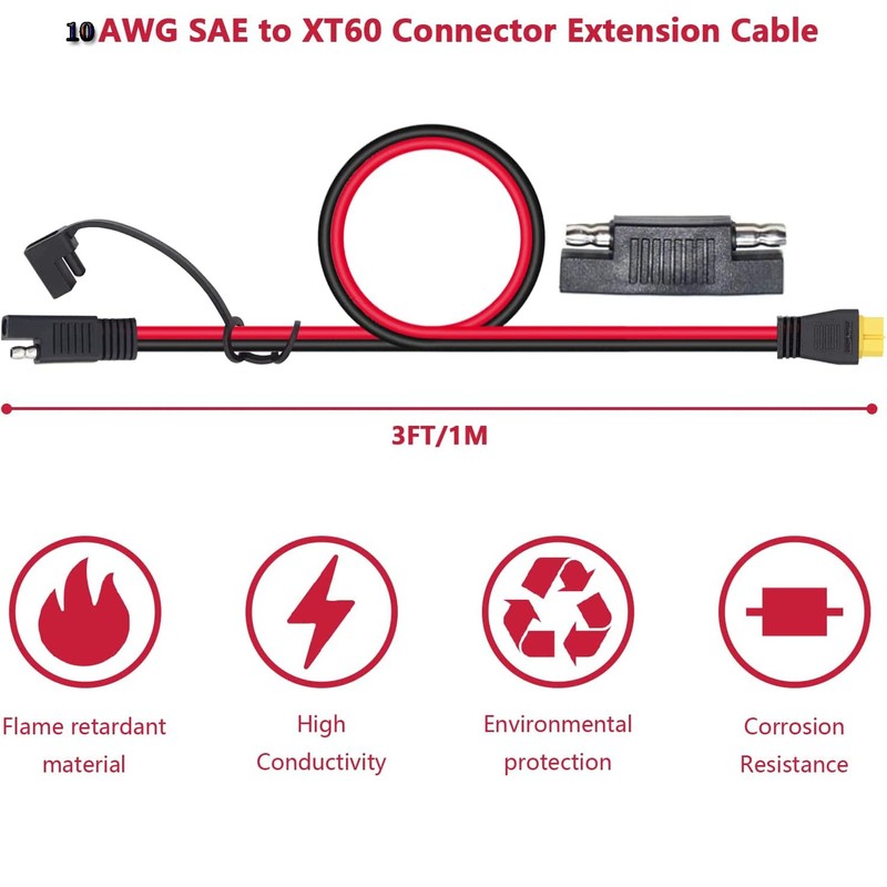 LIXINTIAN 10AWG SAE to XT60 Adapter Connector Extension Cable for
