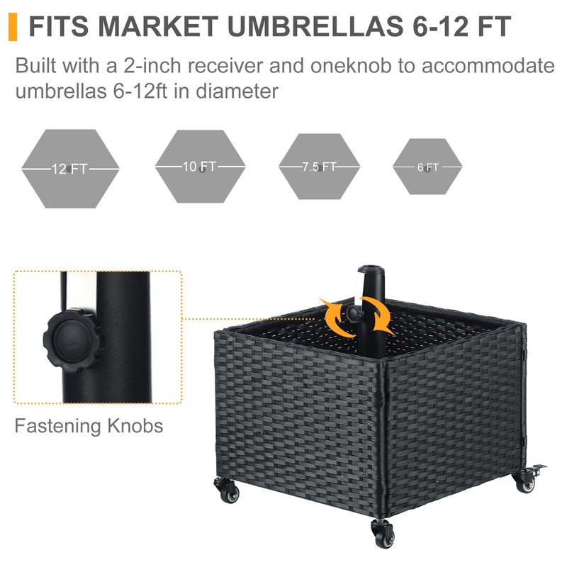 SUNNYPARK Umbrella Stand Outdoor Base with 4 Wheels Heavy Duty