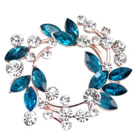 Gyn&Joy Rhinestone Crystal Leaf Wedding Flower Wreath Brooch Pin, Metal, cristal
