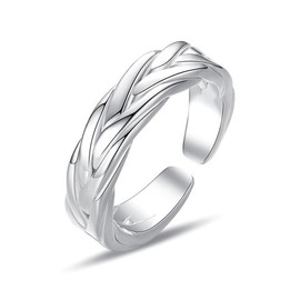 KONFEN Intertwined Chain Rings Men, Adjustable Carved Viking Rings for Men Hypoallergenic Material High Polished Surface, Vintage Hip Pop Open Thumb Rings Gothic Punk Classic Mens Jewellery, Silver