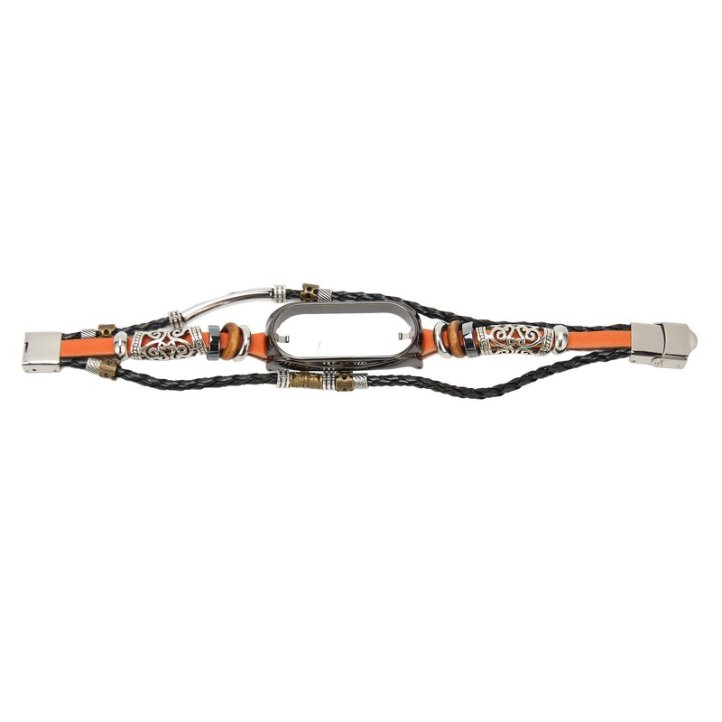 for Xiaomi Mi Band 7 Leather Strap Metal Snap Retro