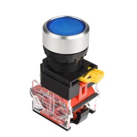 APIELE 22MM Momentary Push Button Switch 1NO 1NC Metal Head LA36A-11BN-BLUE (Blue)