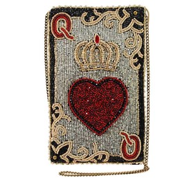 Mary Frances Queen of Hearts Beaded Crossbody Cell Phone Bag Clutch Novelty Purse with Chain Strap, Multicolor