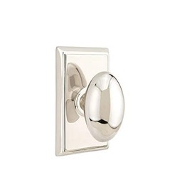 Emtek Privacy Set, Rectangular Rosette, Egg Knob, Polished Nickel