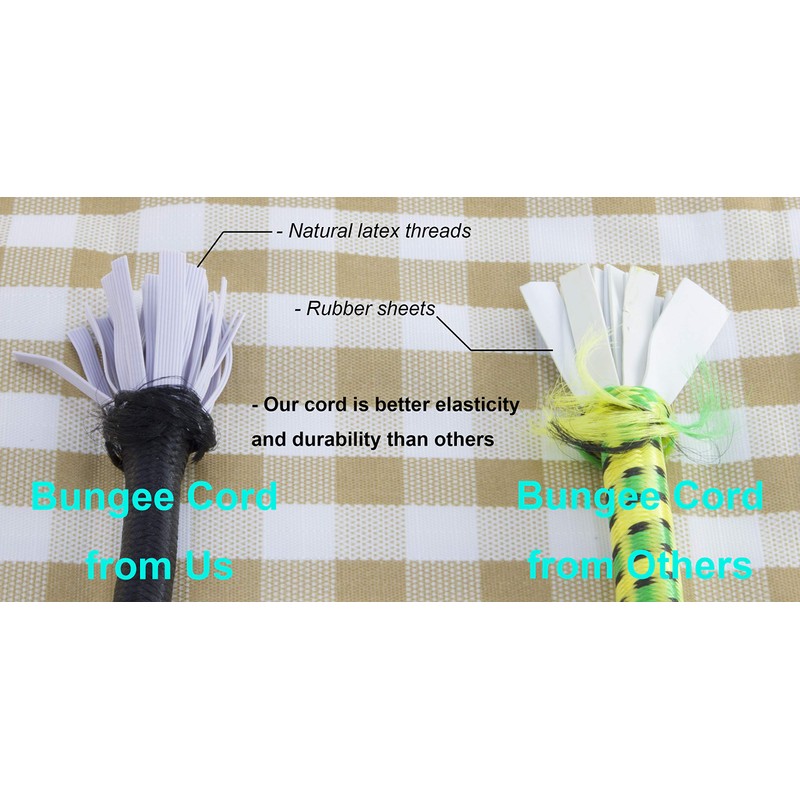HELIDA Bungee Cords with Hooks, 3/8 Inch Thick Round Bungee