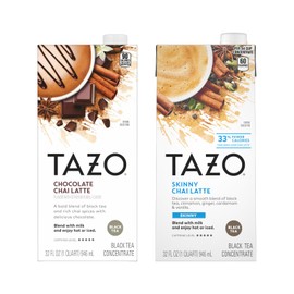 TAZO Tea Concentrate, Organic Skinny Chai Latte, & Chocolate Chai Latte 32 Fl Oz (1ea) (Variety Pack)