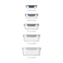 Joseph Joseph Nest Lock Plastic Food Storage Container Set with Lockable Airtight Leakproof Lids, 10-Piece, Sky