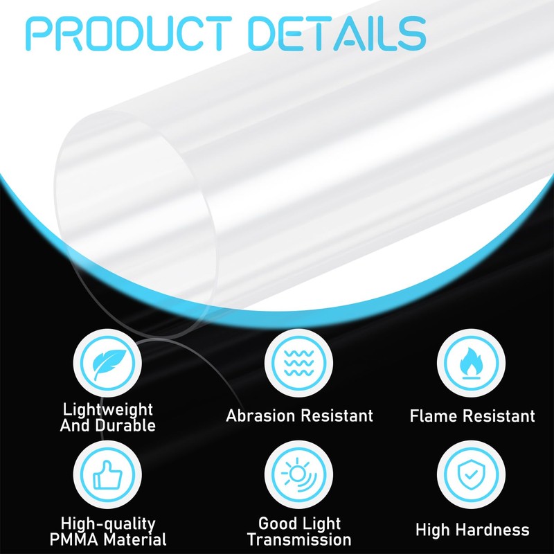 Pangda 4 Pcs 4" OD x 15.5" Clear Acrylic Pipe
