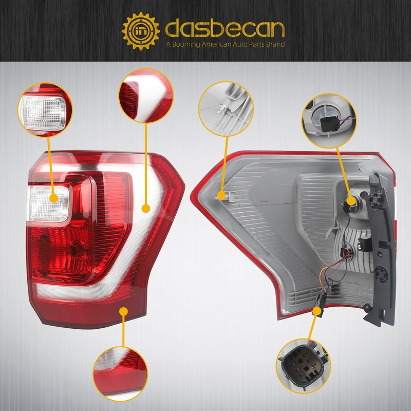 Dasbecan Right Passenger Side Tail Light Halogen Compatible With 2018-2021