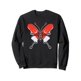 Drawing butterfly with motif singapore state flag Sweatshirt
