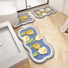 Tapete Alfombra de baño de microfibra gruesa de 15.7 x 31.4 pulgadas, suave, absorbente, antideslizante, lavable a máquina, para tina, ducha y fregadero, color azul