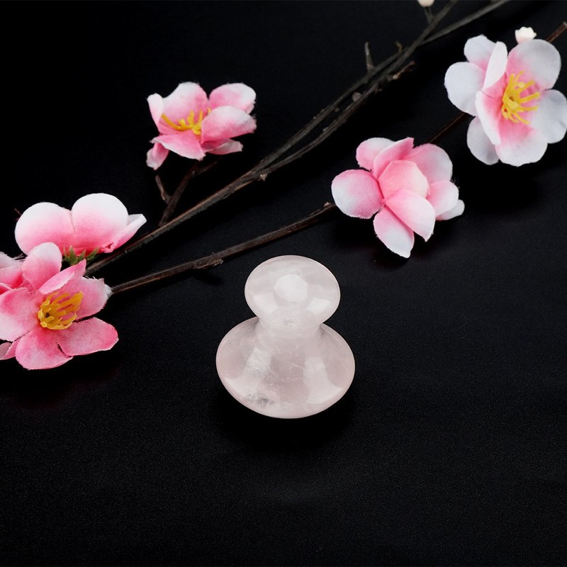Akozon Tool Natural Rose Quartz Crystal Massage Stone Mushroom Shaped