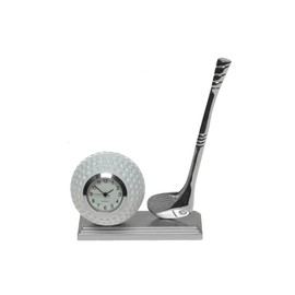 Miniature Desk Silver Golfing Desk Clock - Make A Fantastic Present For The Golfing Enthusiast