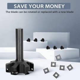 Virego CNC Spoilboard Surfacing Router Bit, 1/2" Shank 2" Cutting Diameter, Slab Flattening Router Bit Planing Bit ,6-Wings Planing bit for Wood Slab Flattening,6 Additional Screws,Upgrade