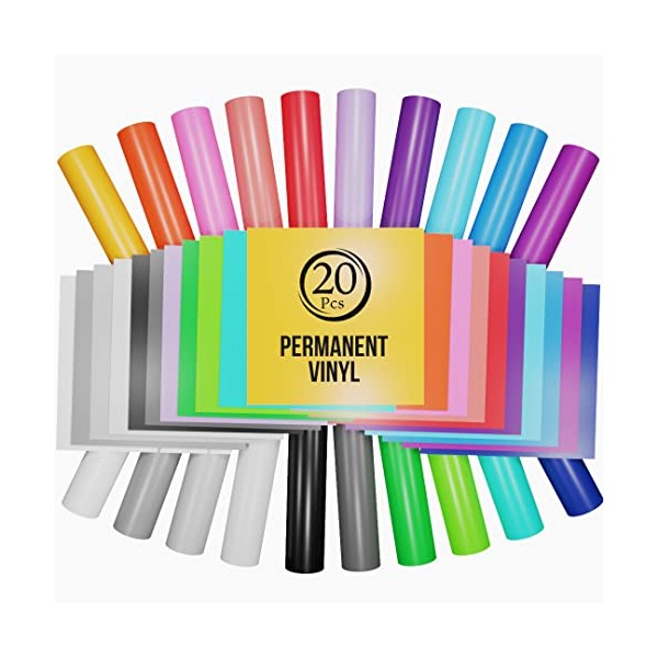 iVyne 20pcs Vinyl for Cricut and Silhouette Cameo Machines, Craft