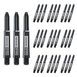 WINMAU Michael Van Gerwen Signature Nylon Black & Silver MvG Design Short Dart Stems (Shafts) - 10 sets per pack (30 dart stems in total)
