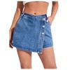 WDIRARA Women's High Waisted Button Front Denim Skort Asymmetrical Hem