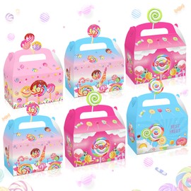umoni 24pcsCandyland Party Favor Treat Box Candyland Lollipop Design Goody Gift Boxes for Candy Theme Birthday Party Baby Shower Supplies