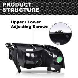 ANDPLAY Headlight Lamps Compatible with 1994-2002 Dodge Ram 2500 3500/1994-2001 Dodge Ram 1500 Clear lens Black Housing Clear Reflector