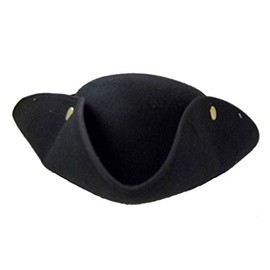 Jacobson Hat Company Men's Tricorne Hat with Snaps, Black, Adult
