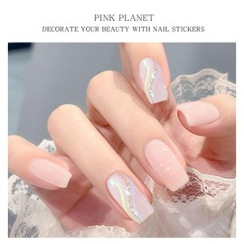 JMEOWIO Nagelfolie Rosa French Tip Gel Nagelfolien Selbstklebend Nail Sticker Uv Härtend Dekoration Nageldesign Zubehör