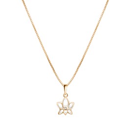 KARMA AND LUCK - Women's Emerging Beauty Lotus Pendant Necklace with Embedded Diamond Chip. Protection Necklace for Women. Chain Length: 22"+4". Ready to Gift for Her. (Hamsa)
