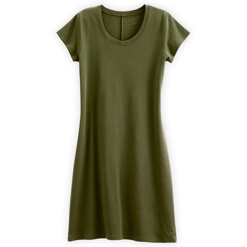 Fair índigo Vestido camisero de algodón orgánico con cuello redondo