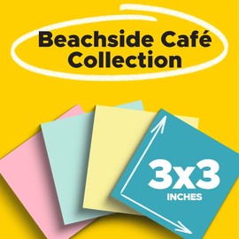 Post-it Notes, 3 x 3 in, Beachside Café Collection, 4 Pads