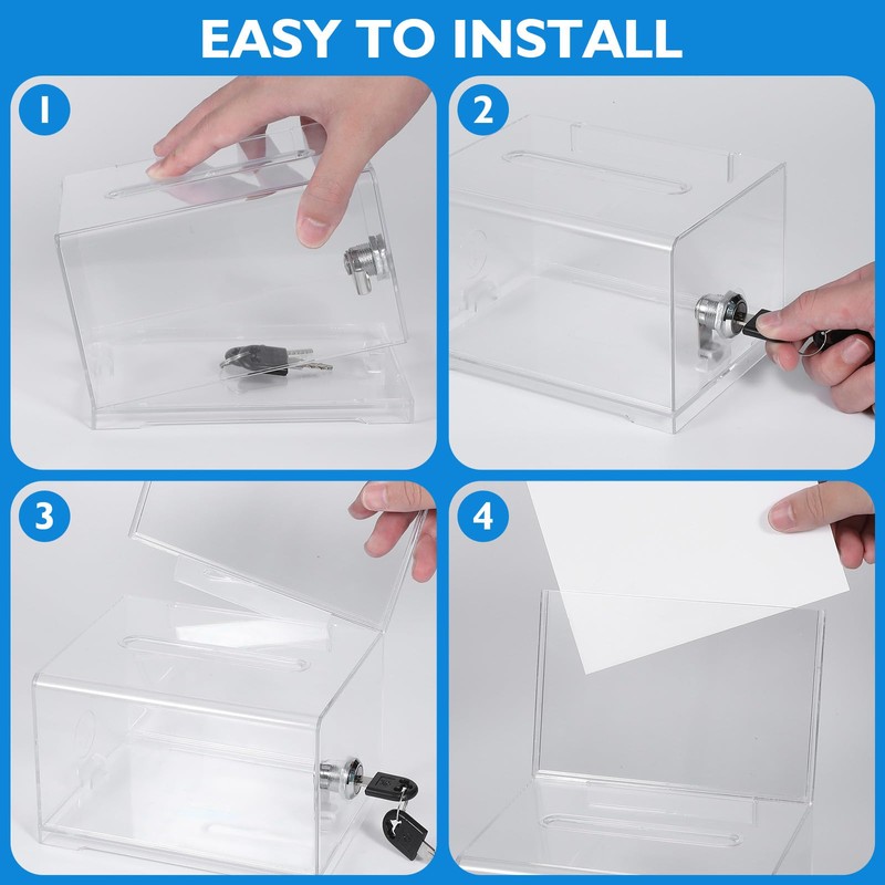 EXCEART Acrylic Box, Ballot Box, Business Card Box, Donation Box