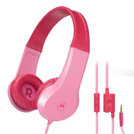 Motorola Sound Moto JR200 - Auriculares para niños con micrófono - Auriculares sobre la Oreja para niños con límite de Volumen Seguro de 85 dB, Divisor de Audio, Auriculares con Cable.