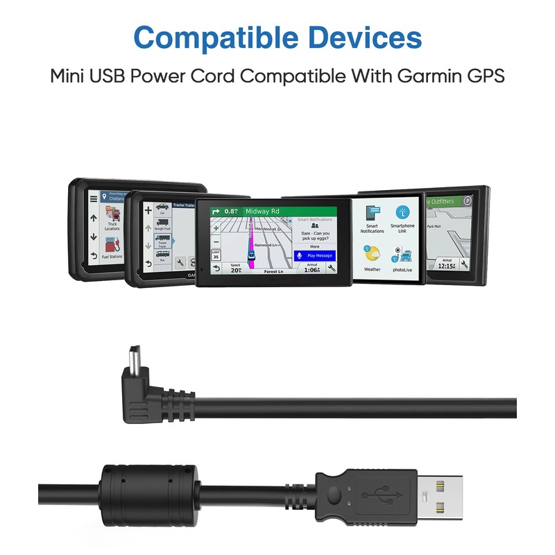 Charger Cable for Garmin GPS,(6Ft 18AWG) Thicker Shielded Mini USB