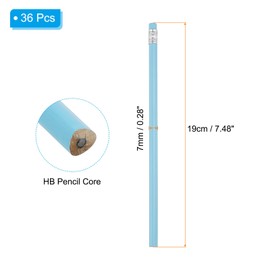 PATIKIL Round Pencils, 36 Pack Triangle HB Graphite Pencil Woodcase Wooden Pencils with Eraser for Classroom Office Writing Drawing Supplies, Blue